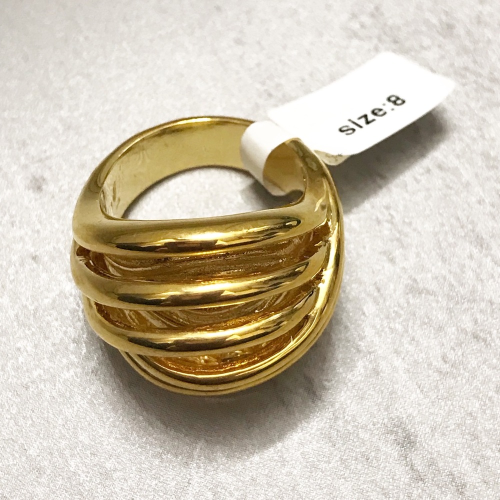 NEW 18k yellow gold heavy layer plated ring Hamilton Gold Color Size 8 heavyfeel